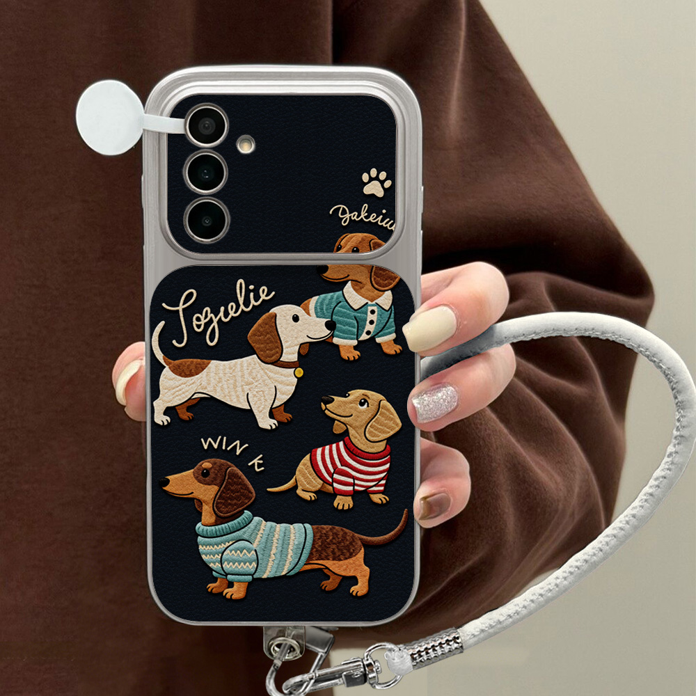 Lanyard Phone Strap - Cartoon Dachshund Phone Case For Samsung