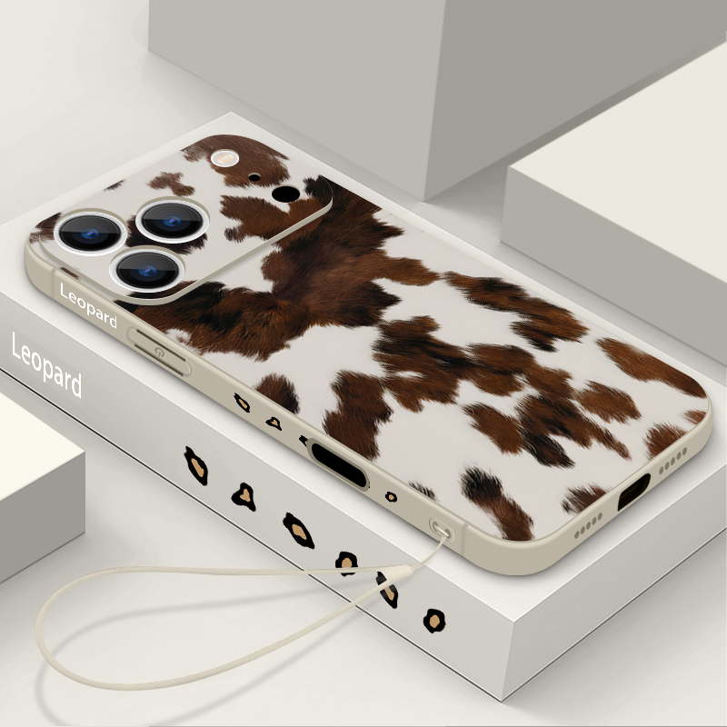 Lanyard Phone Strap - Leopard Print TPU Phone Case For