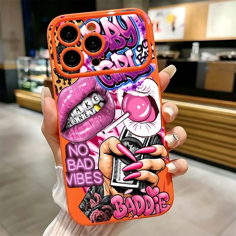 Phone Accessories For Girls - Hip Hop Pink Lips Baby Girl