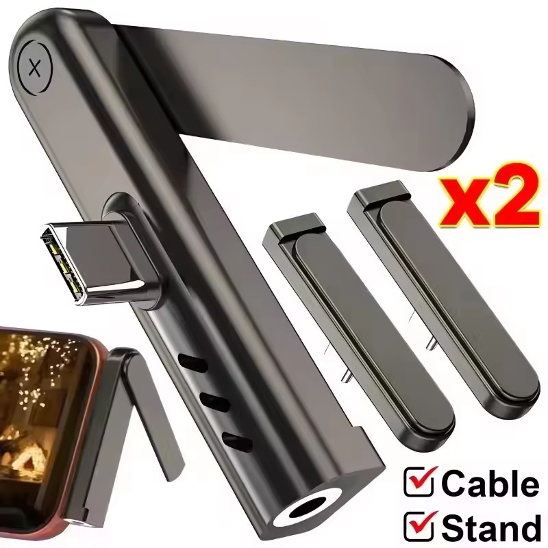 Desk Phone Stand - 2/1PCS Portable USB C To 3.5mm