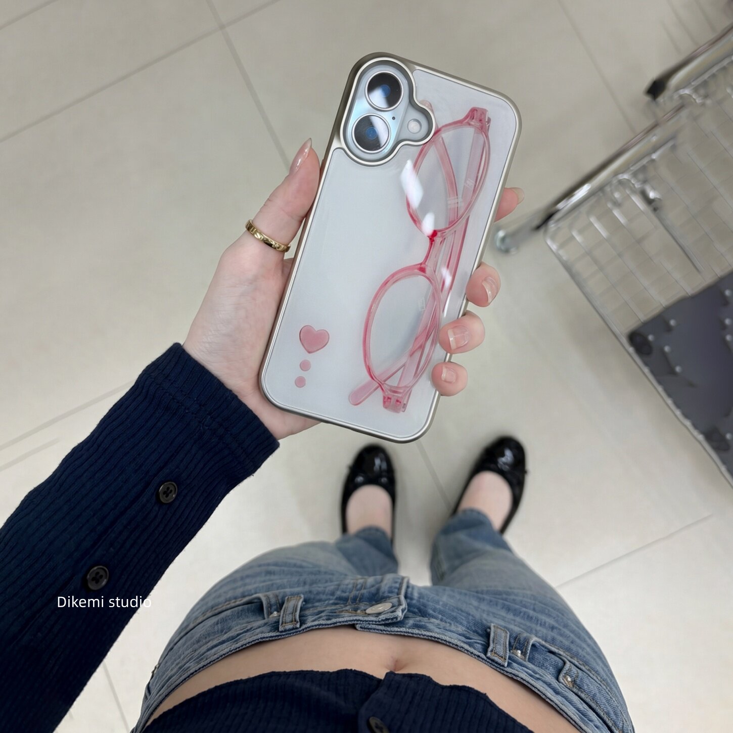 Phone Accessories For Girls - Korean ins Girl Heart Pink Glasses