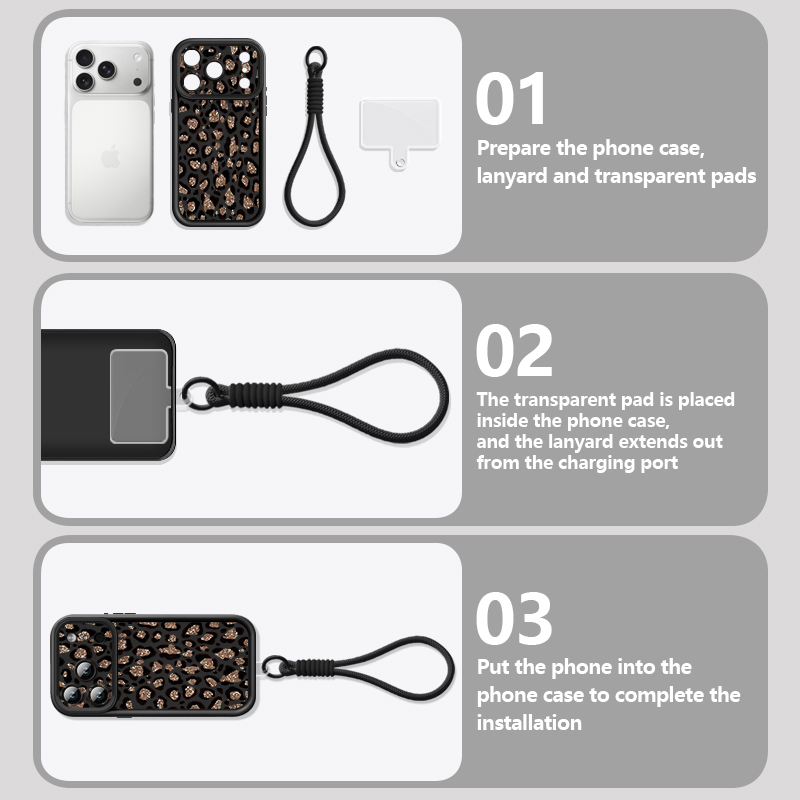 Brown Leopard Printed Lanyard  - огляд і ціна Lanyard Phone Strap