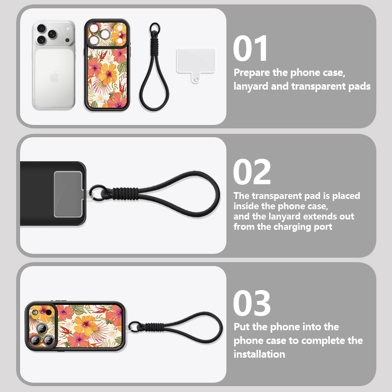 Colored Flower printed Lanyard - огляд і ціна Lanyard Phone Strap